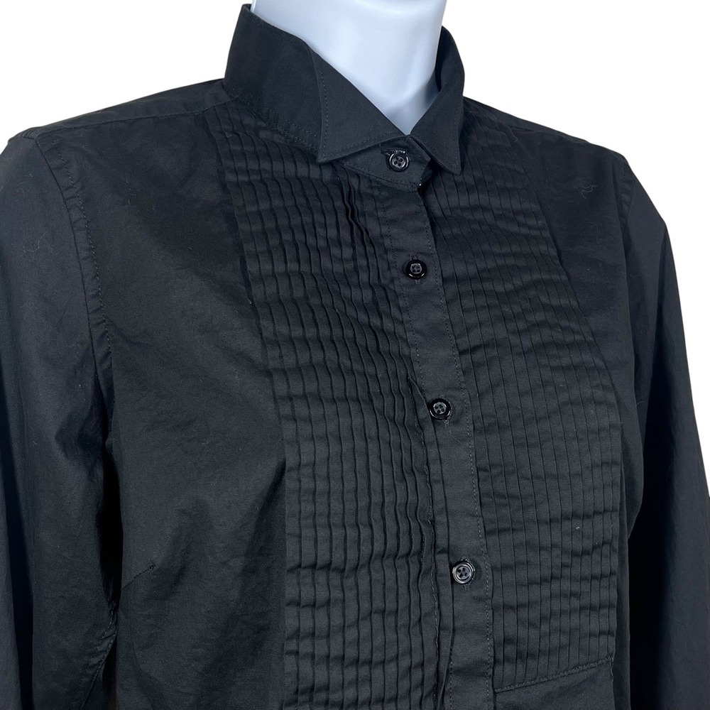 LBT Little Black Tux Wing Collar Tuxedo Shirt Womens 6 Pleated Bib Button Up